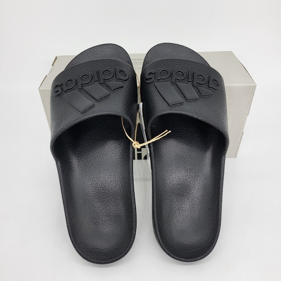 New adidas Adilette Aqua Slides Core Black Logo Men's Size 11 - Picture 5 of 7